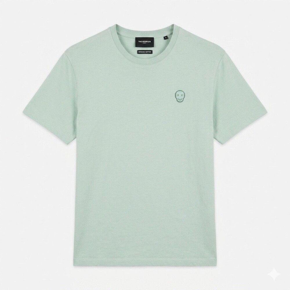 Kooples Paris Organic Cotton Mint Green Skull Patch T-Shirt Men’s Sz M Unisex